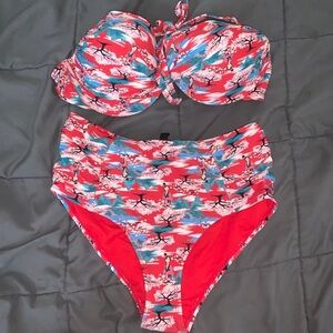 Hot topic Disney women’s bikini Mulan red top size XXL bottoms size medium